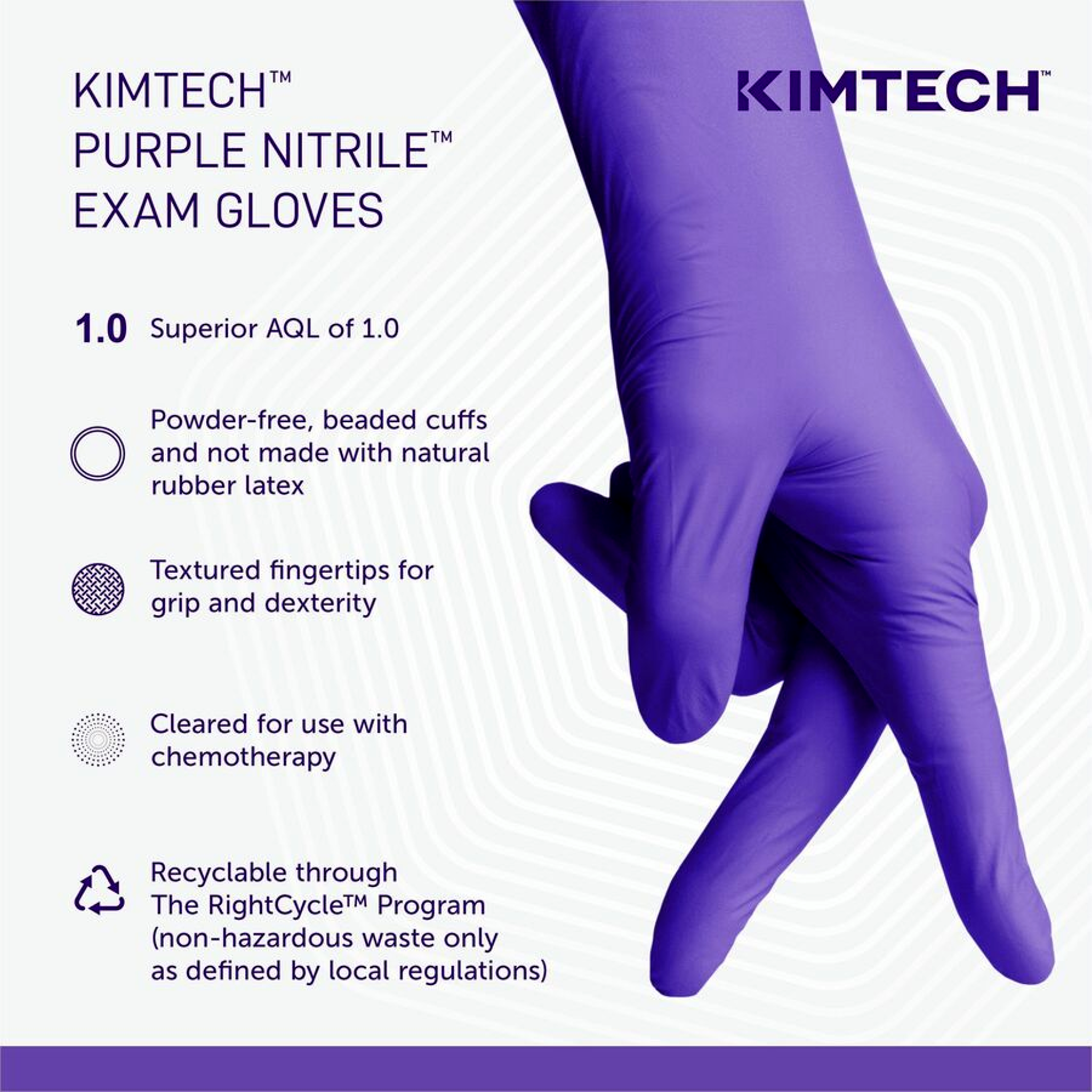 Kimtech 55081 MD Purple Nitrile Gloves Medium 6 Mil Powder-Free Pro Grade Box of 100)