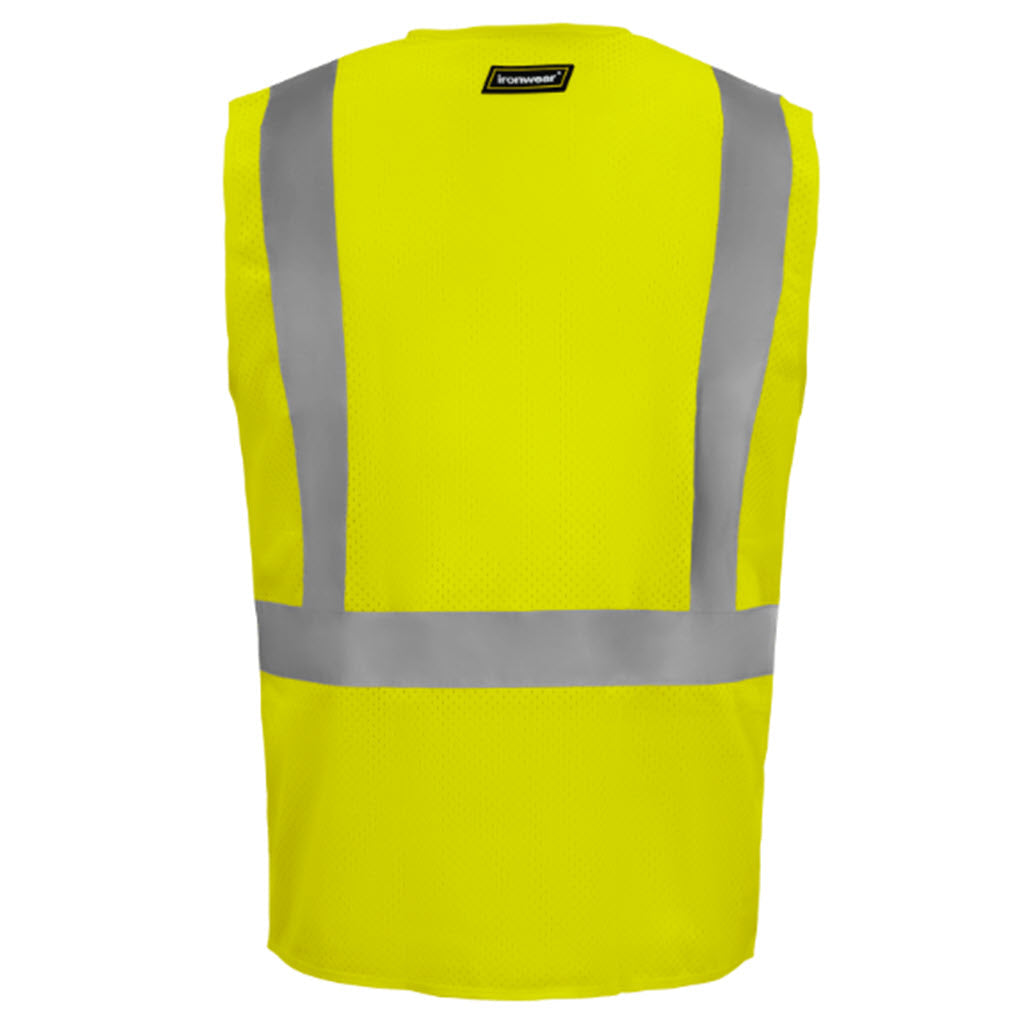 Ironwear 1284FR-LZ 5XL FR Poly Mesh Vest, Lime, Zip Front, High Visibility - OutdoorPowerDeals