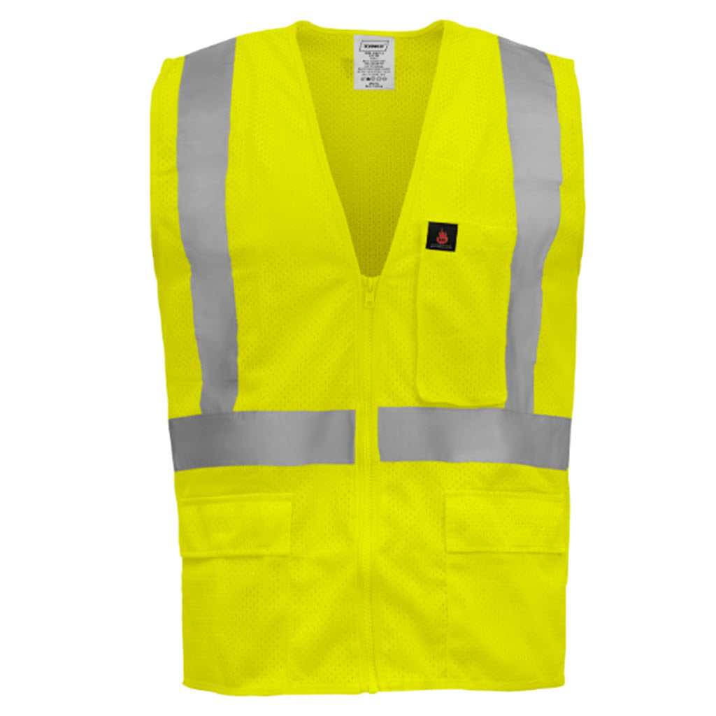 Ironwear 1284FR-LZ 3XL FR Poly Mesh Vest, Lime, Zip Front, High Visibility - OutdoorPowerDeals