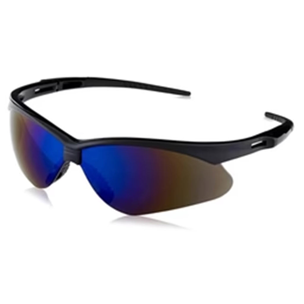 KleenGuard Nemesis 14481 Safety Glasses – Black Frame, Blue Mirror Lens - OutdoorPowerDeals