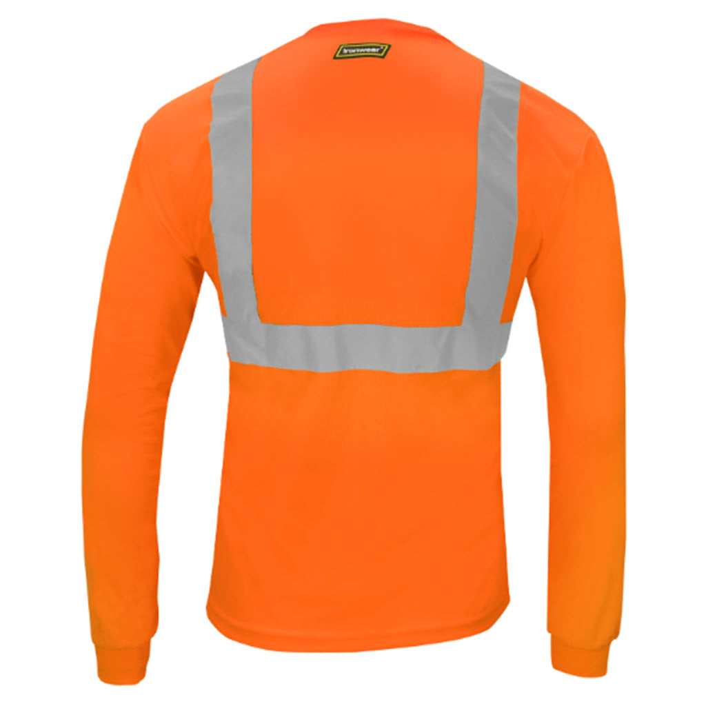 Ironwear 1835-O 3XL orange ANSI Class 2 long sleeve safety shirt front view