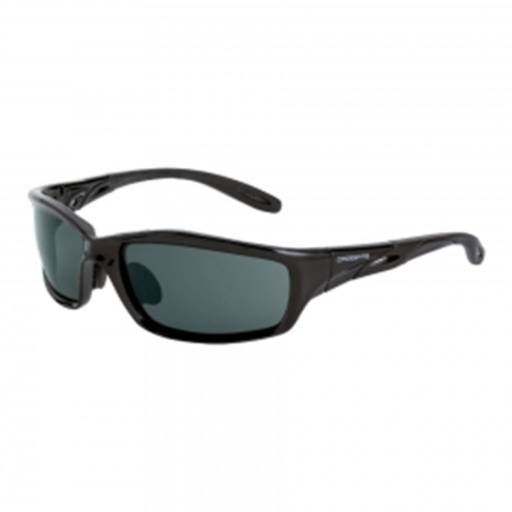 Radians Crossfire Infinity Safety Glasses 241 Black Frame with Smoke Lens - OutdoorPowerDeals