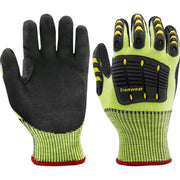 MCR Safety 4885-L Large Impact Gloves Lime/Black Large TPR Protection Hi-Vis - OutdoorPowerDeals