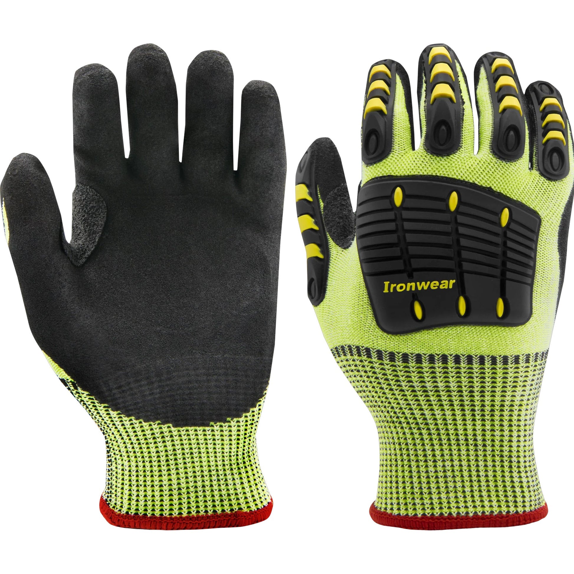 MCR Safety 4885-L Large Impact Gloves Lime/Black Large TPR Protection Hi-Vis - OutdoorPowerDeals