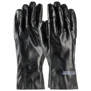 PIP 58-8030R ProCoat PVC Dipped Gloves, 12" with Interlock Liner, Semi-Rough Finish, Black - OutdoorPowerDeals