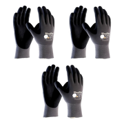 PIP 34-874 Large G-Tek Ultimate Nylon Nitrile Coated Work Gloves Black Seamless Knit PK of 3