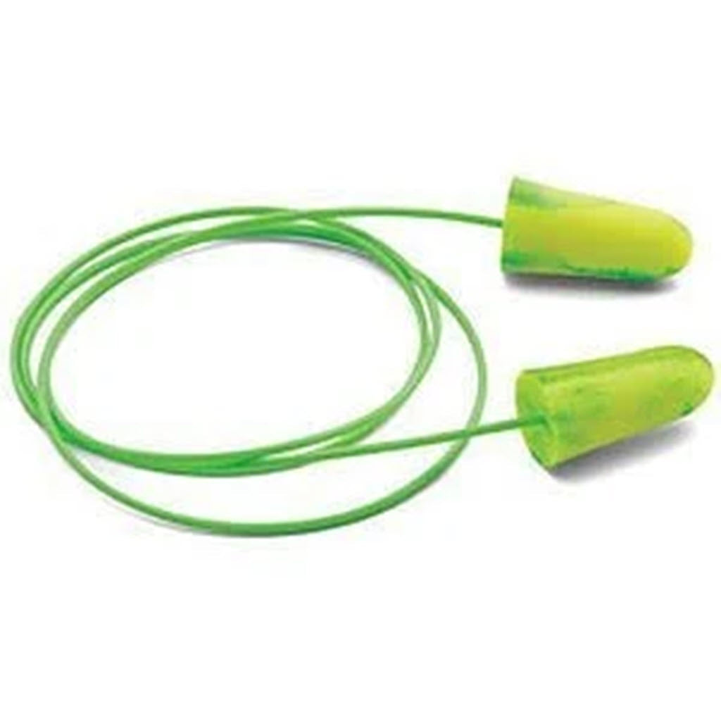 Moldex 6654 Foam Tapered Corded Earplugs, NRR 33, Bright Green - OutdoorPowerDeals
