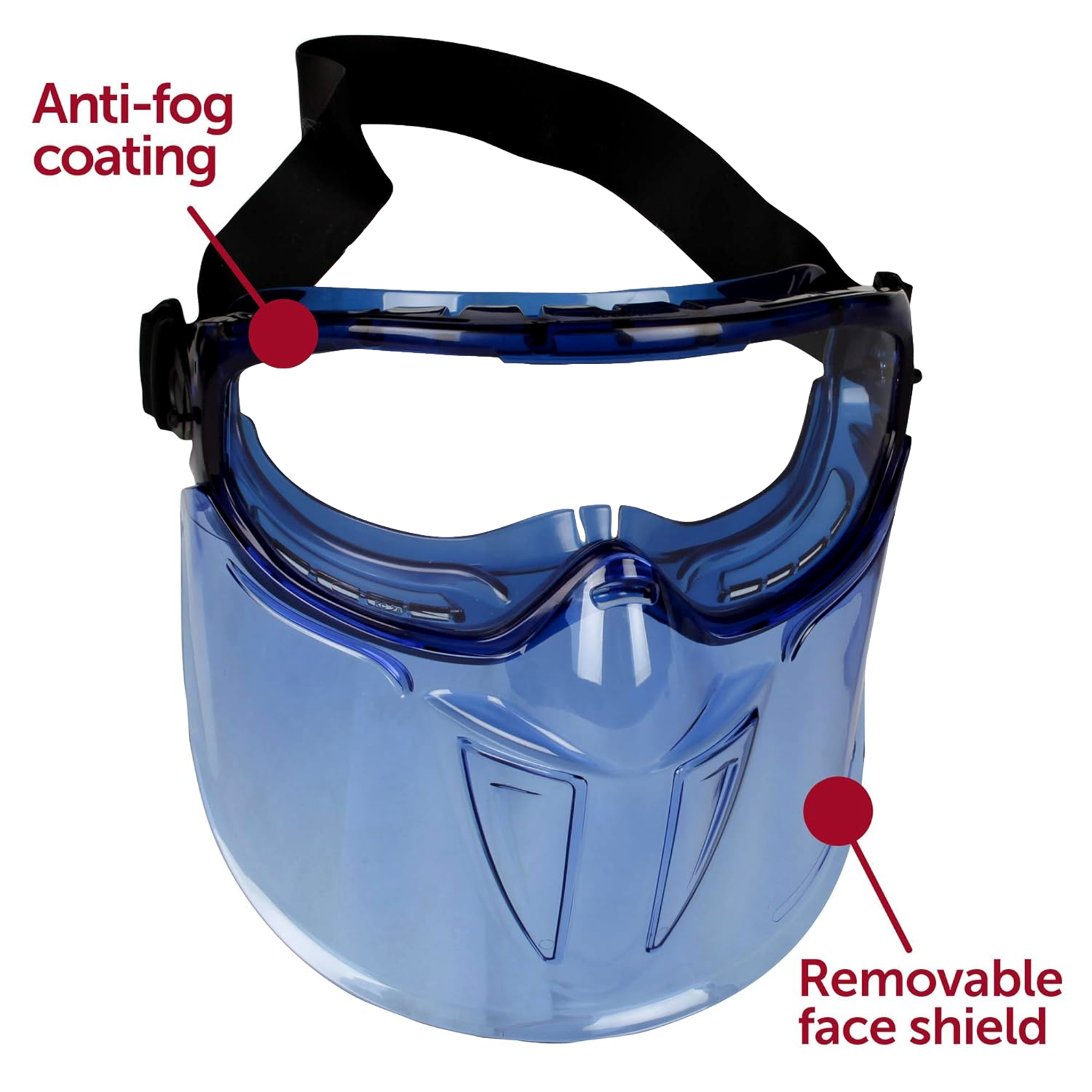 KleenGuard - 18629 V90 Shield Clear Anti Fog Lens Protection Goggle with Blue Frame