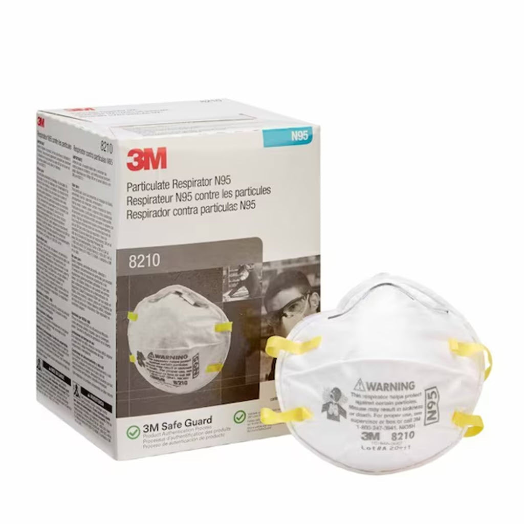3M 8210 N95 Respirator, Disposable, White, Box of 20 - OutdoorPowerDeals