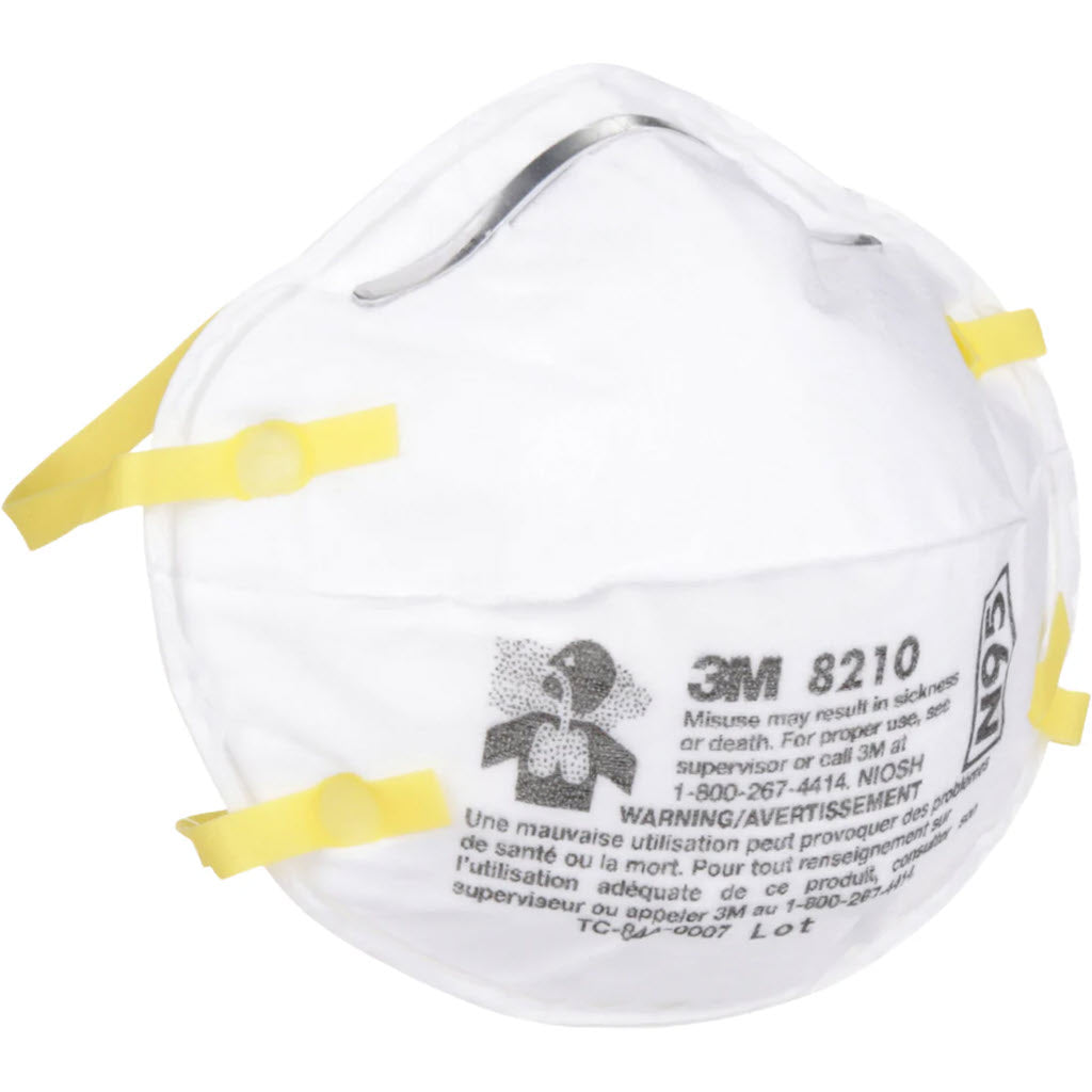 3M 8210 N95 Respirator, Disposable, White, Box of 20 - OutdoorPowerDeals