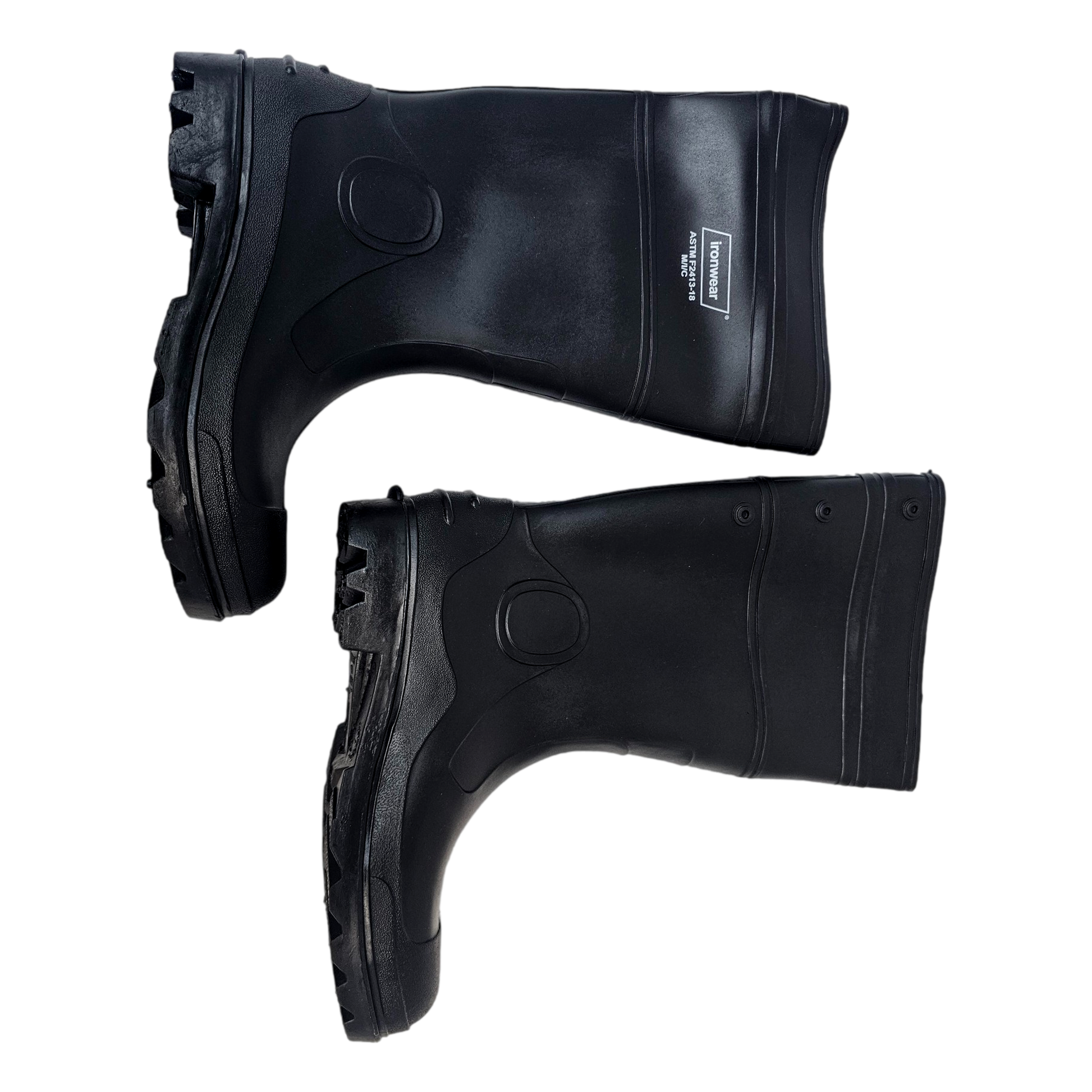Ironwear 9253-B black PVC steel toe boot size 9 side view