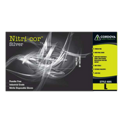 Cordova Silver 4095-L Nitrile Gloves – 4mil, Powder-Free, Blue (Large)