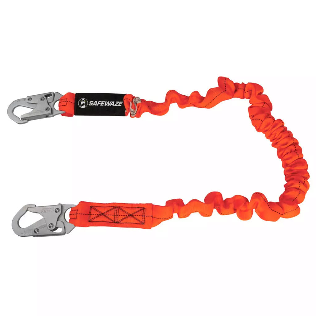 Safewaze FS88590 6' V-Line Stretch Lanyard | Snap Hook Fall Protection - OutdoorPowerDeals