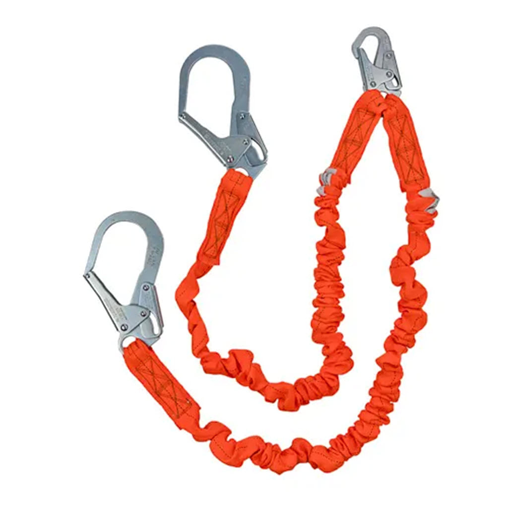 Safewaze FS88596 V-Line 6' Stretch Dual-Leg Lanyard – R-Bar Hooks, Fall Protection - OutdoorPowerDeals