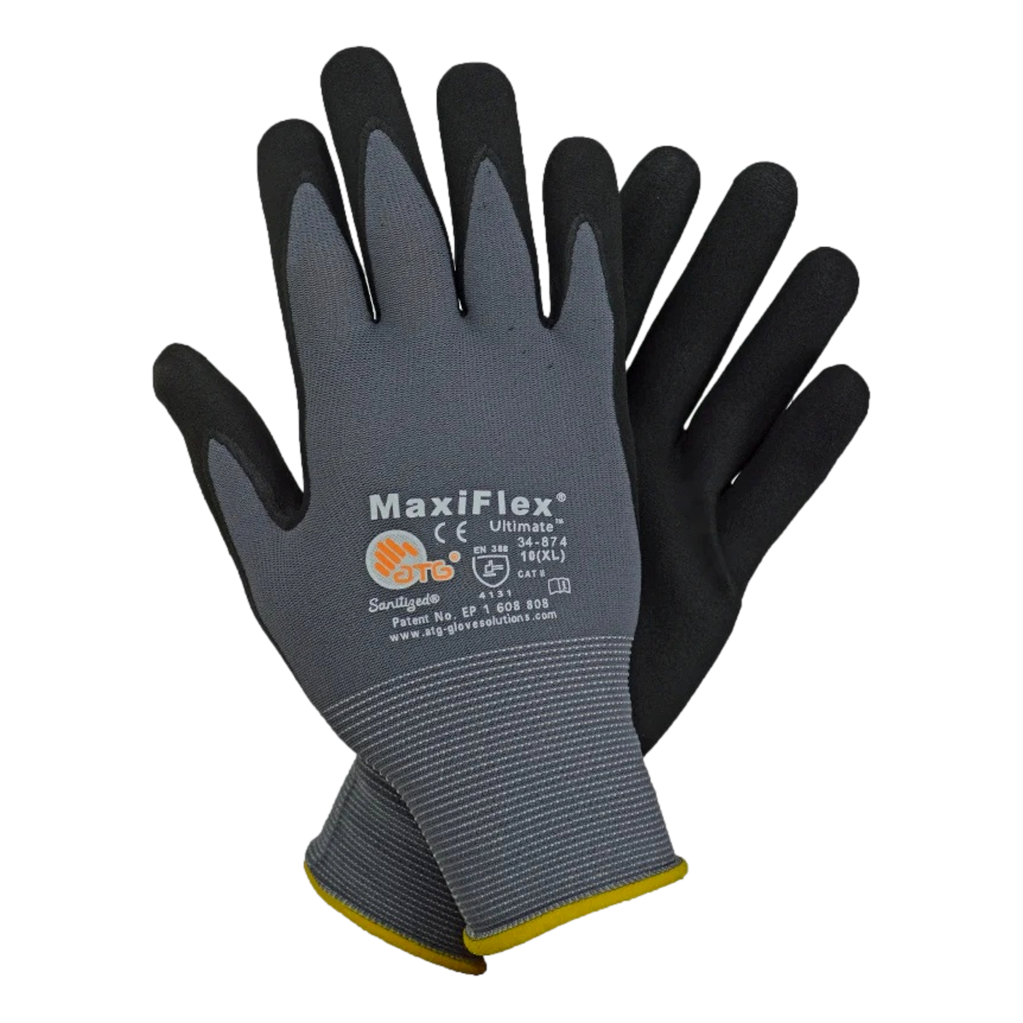PIP 34-874 G-Tek Ultimate Nylon Micro-Foam Nitrile Grip Gloves Black Gray XL 3 Pair