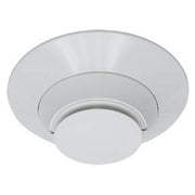 A photoelectric smoke detector with an ivory finish, featuring a round shape with an optical sensing chamber.