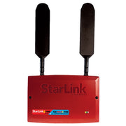 A red Napco SLE-MAX2-FIRE fire alarm communicator with two black antennas, designed for commercial use.