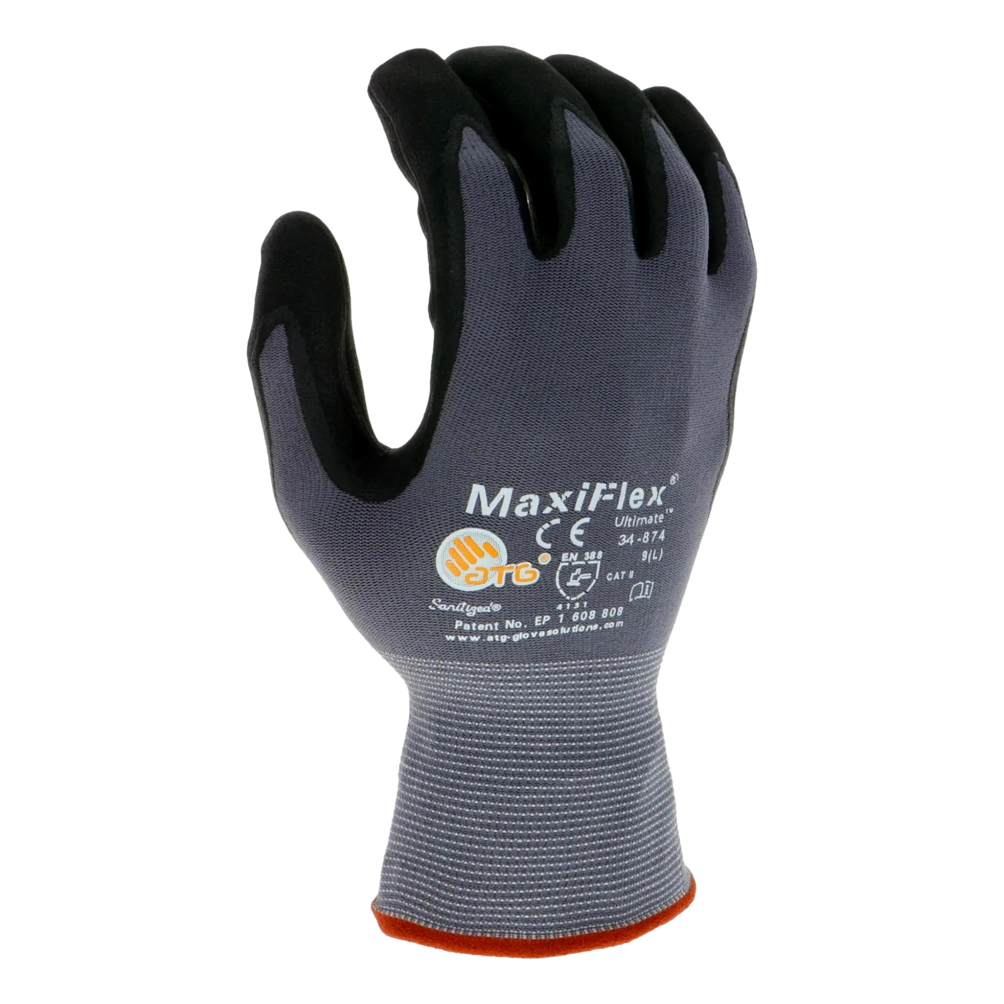 PIP G-Tek 34-874 Large Ultimate Nylon Nitrile Coated Work Gloves Black Seamless Knit