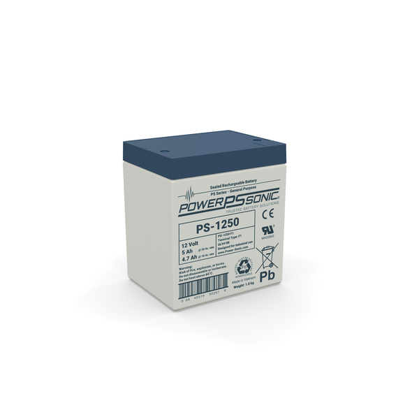 Powersonic PS-1250-F2 compact 12-volt 5 amp hour sealed lead acid battery