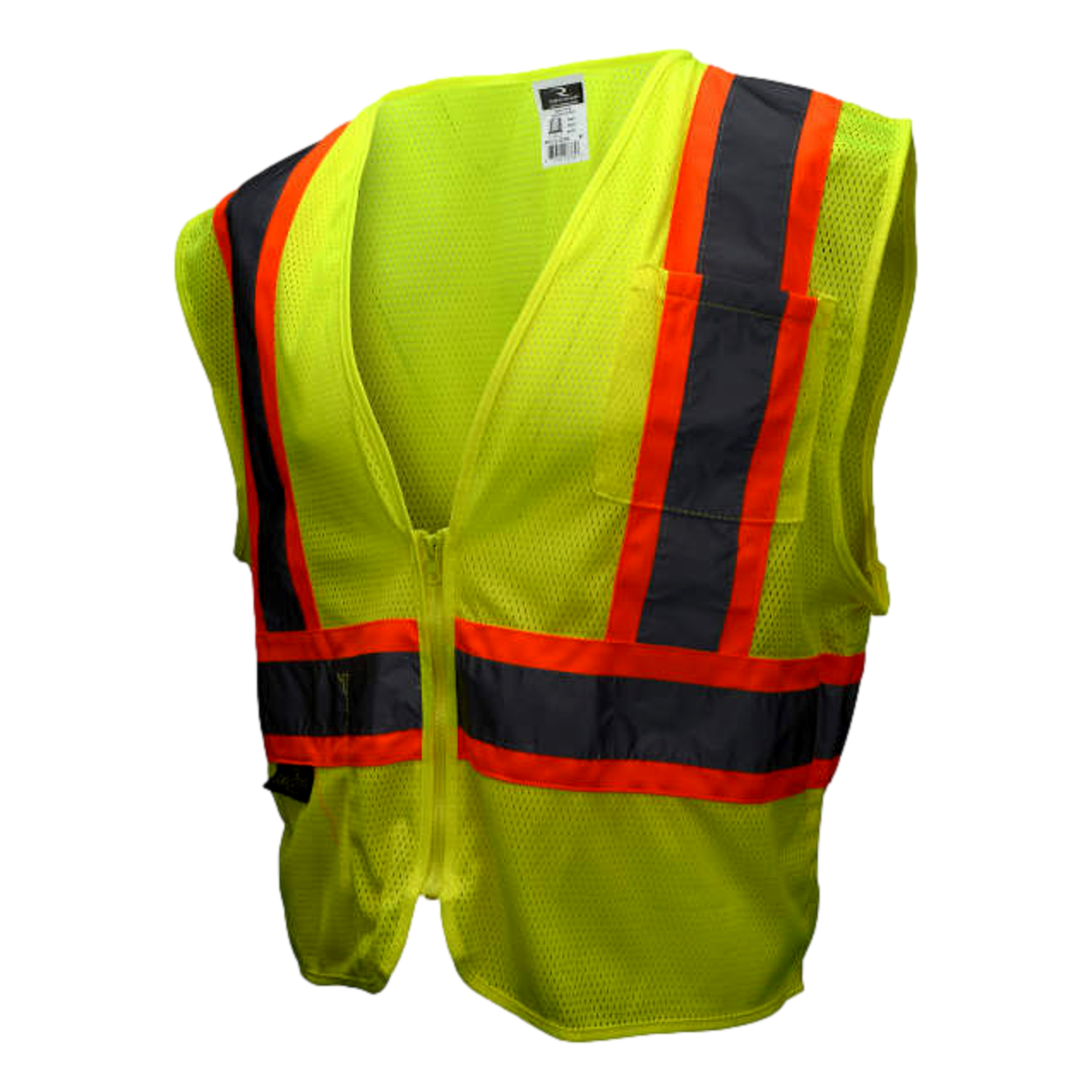 Radians SV22-2ZGM Safety Vest Hi-Vis Green Poly Mesh Zipper Front ANSI Class 2 Medium