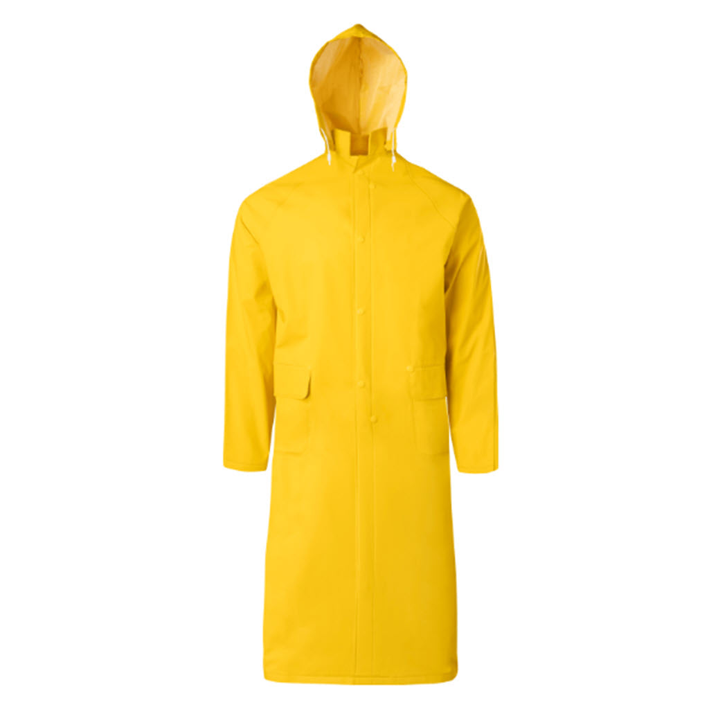 Ironwear 9220-Y 49" 3XL Yellow Raincoat with Hood, Poly Construction - OutdoorPowerDeals