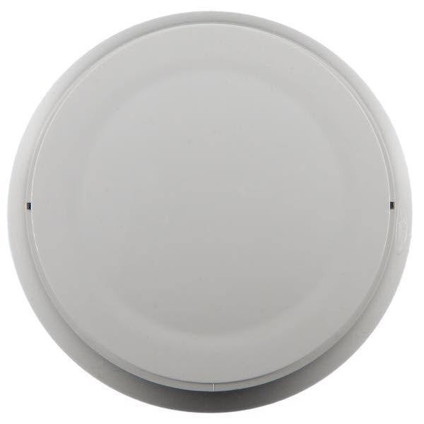 A top view of the Silent Knight SK-PHOTO-W intelligent photoelectric smoke detector, showing its round shape and white color.