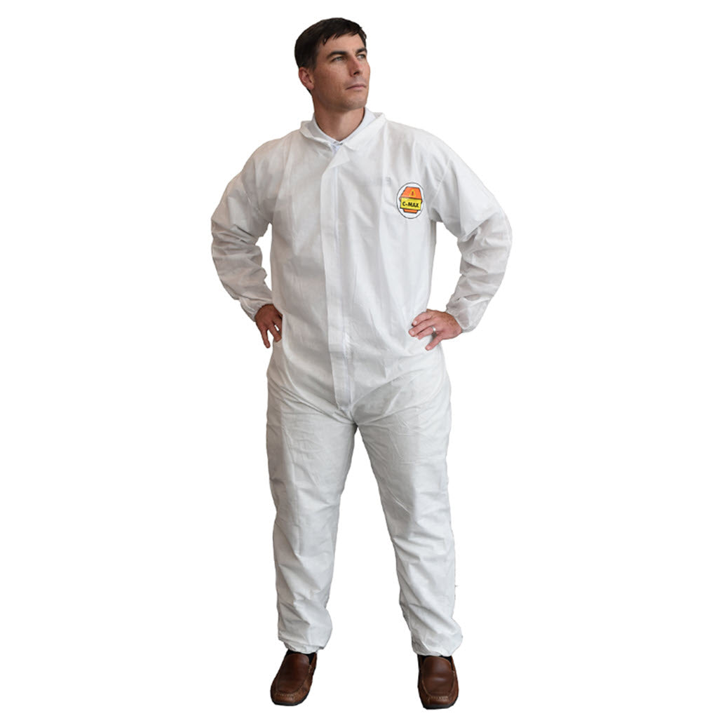 Cordova SMS200 2XL Disposable SMS Coveralls, White, Zipper Front, Case of 25 - OutdoorPowerDeals