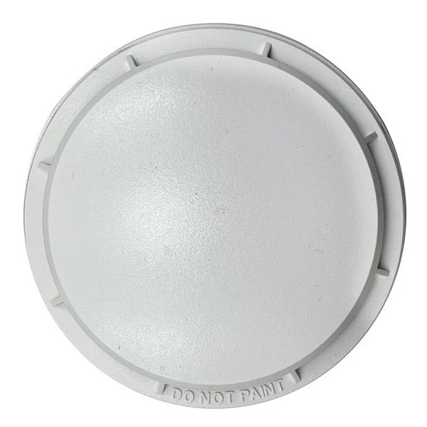 A white photoelectric smoke detector head with a round shape and a textured surface, featuring a label that reads 'DO NOT PAINT'.