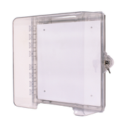 STI-7530 - Clear polycarbonate protective cabinet with backplate, key lock - Protegis Fire & Safety