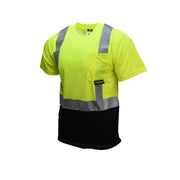 Radians ST11B-2PGS hi-viz green and black t-shirt, front view