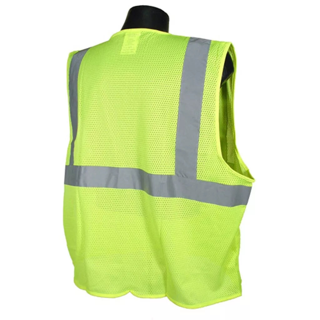 Radians SV2ZGM Large Hi-Viz Green Poly Mesh Vest Class 2 Zip Front - OutdoorPowerDeals